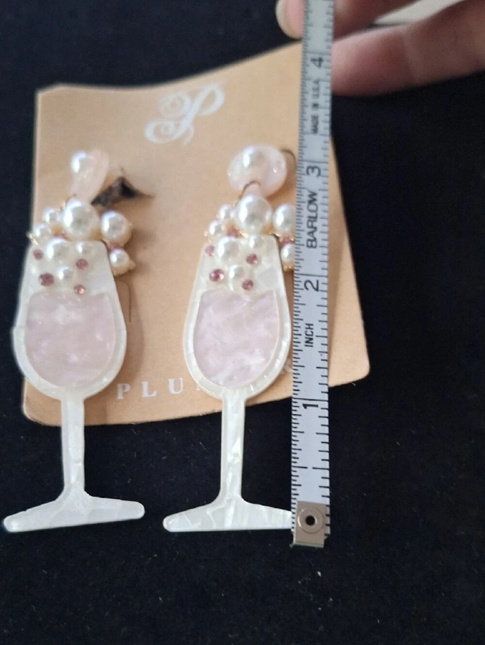 Pearl & Pink Champagne Glass Drop Earrings